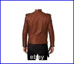 Mode Style Hommes Blouson Veste Cuir Motard Rouge Véritable Cuir Veste Nfs 604