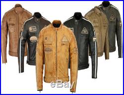 Motard Blouson Veste En Cuir Homme Motard Veste Pour Moto Biker Leather Jacket-L