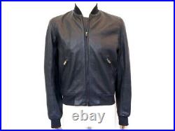 Neuf Blouson Agnes B Serie B T48 M Veste En Cuir Bleu New Leather Jacket 1450