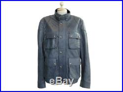 Neuf Blouson Belstaff Burgess 71020127 50 M En Cuir Bleu Veste Jacket Coat 1660