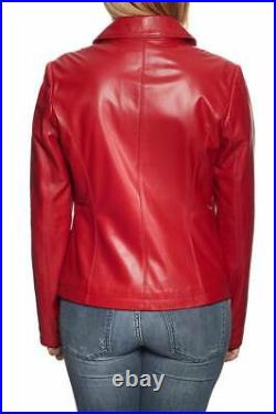 Neuf Blouson femme veste courte GIOVANNI cuir rouge foncé T1 valeur 429 euros