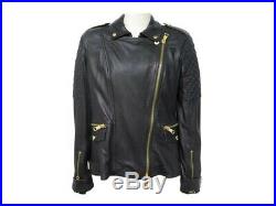 Neuf Veste Burberry Blouson Perfecto T 46 XL En Cuir Noir Leather Jacket 1700