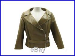 Neuf Veste Celine Blouson Motard 42 L En Cuir Kaki Leather Bicker Jacket 1950