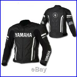 Noir Yamaha Vêtement En Cuir Motorbike Biker Cuir Veste Moto Cuir Veste Eu-52