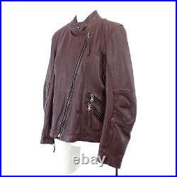 Oakwood Veste en Cuir Femmes Motard Blouson Rouge Braun Taille 40 42 Neuf