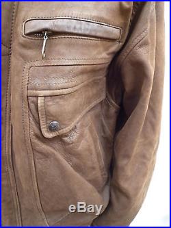 PP//MAC DOUGLAS blouson/veste cuir de buffle col fourrure MARRON taille 48/52