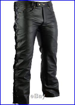 Pour Hommes Noir Moto, Motard Veste Blousons En Cuir + Gants et pantalons