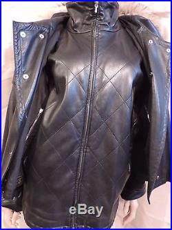 Pur Vintage 80 Veste Blouson Cuir Noir Fur Renard/ 42 44 Jacket Perfecto