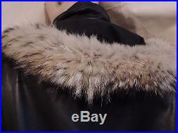 Pur Vintage 80 Veste Blouson Cuir Noir Fur Renard/ 42 44 Jacket Perfecto