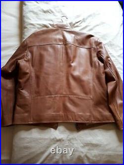Ralph Lauren. Blouson cuir moto Café Racer Jacket. Cognac. Taille XL