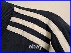 Rare Adidas Suede Real Leather Collection Jacket L Vintage Navy Blouson RUN DMC