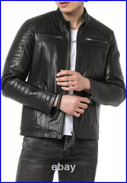 Redbridge Homme Veste en Cuir Véritable Veste Blouson Motard Moto