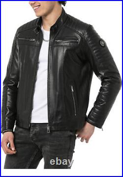 Redbridge Homme Veste en Cuir Véritable Veste Blouson Motard Moto