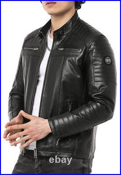 Redbridge Homme Veste en Cuir Véritable Veste Blouson Motard Moto