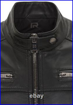 Redbridge Homme Veste en Cuir Véritable Veste Blouson Motard Moto