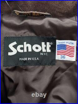 SCHOTT Veste Cuir Blouson Taille 36 Marron 7450 De Japon