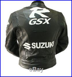 SUZUKI GSXR Sports Cuir Veste Hommes Moto Cuir Veste Cuir Biker Veste EU-50-58