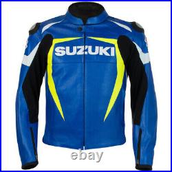 SUZUKI Veste en Cuir de Moto Veste Motard en Cuir Hommes Veste en Cuir de Motard