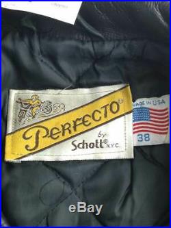 Schott 1980s Perfecto Étiquette Veste Cuir Blouson Taille 38 M Vintage de Japon