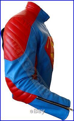 Superman Style Renfort Ce Hommes Moto / Moto Veste en Cuir de Vachette