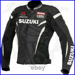 Suzuki GSXR Hommes Moto Veste en Cuir Courses MOTOGP Motard Blousons Cuir CE