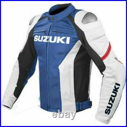 Suzuki GSXR Hommes Moto Veste en Cuir Courses MOTOGP Vestes de Motard en Cuir CE