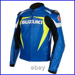 Suzuki Hommes Moto Veste en Cuir Courses MOTOGP Motard Blousons Cuir Armure CE