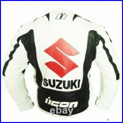 Suzuki Hommes Moto Veste en Cuir Courses Piste MOTOGP Veste de Motard en Cuir CE