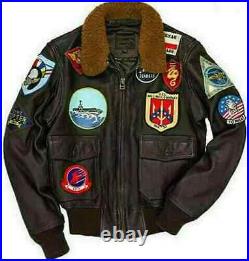 TOM CRUISE TOP GUN PETER Maverick Blouson Fourrure Cuir Vol Veste pour Hommes