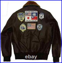 TOM CRUISE TOP GUN PETER Maverick Blouson Fourrure Cuir Vol Veste pour Hommes