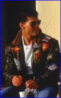 TOM CRUISE TOP GUN PETER Maverick Blouson Fourrure Cuir Vol Veste pour Hommes