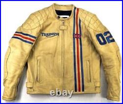 TRIUMPH Hommes Veste en Cuir de Moto Courses Motogp Veste Motard en Cuir 48,54