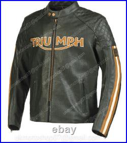 TRIUMPH Veste en Cuir de Motard Veste en Cuir de Moto Veste Motard en Cuir 48,52