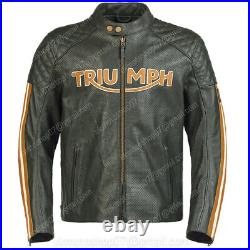 TRIUMPH Veste en Cuir de Motard Veste en Cuir de Moto Veste Motard en Cuir 48,52