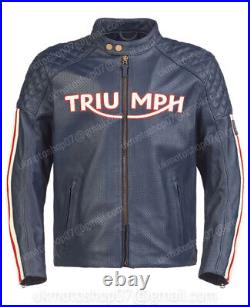 TRIUMPH Veste en Cuir de Moto Veste Motard en Cuir Veste en Cuir de Motard CE 50