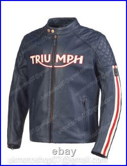 TRIUMPH Veste en Cuir de Moto Veste Motard en Cuir Veste en Cuir de Motard CE 50