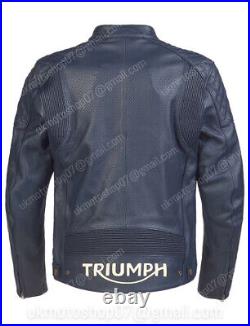 TRIUMPH Veste en Cuir de Moto Veste Motard en Cuir Veste en Cuir de Motard CE 50