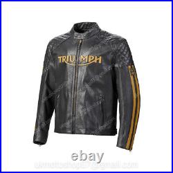 TRIUMPH Veste en Cuir de Moto Veste Motard en Cuir Veste en Cuir de Motard CE 54