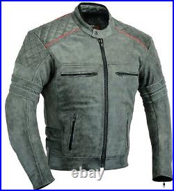 Tracker Moto Cuir Veste Super Doux Cuir Antique Aspect