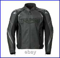 Triumph Hommes Moto Motard Balade CE Protecteur Véritable Rue Courses Cuir Veste