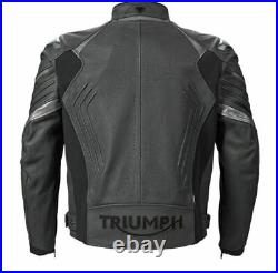 Triumph Hommes Moto Motard Balade CE Protecteur Véritable Rue Courses Cuir Veste