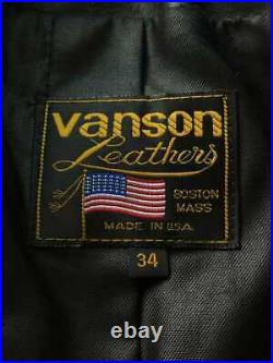 VANSON Authentique Blouson Veste Cuir Noir Taille Hommes 34 Utilisé