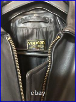 VANSON Cuir Simple Motards Veste Blouson Hommes Taille 38 Motard Noir De Japon