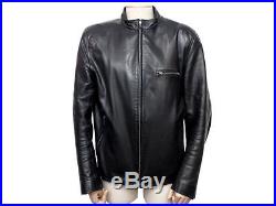 Veste Agnes B Blouson En Cuir Noir Homme 50 Biker Black Jacket Coat 1500
