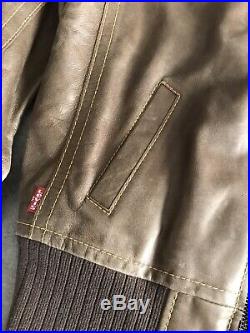 VESTE / Blouson Cuir LEVIS Type 1 MIXTE Vintage Medium Marron Taille M