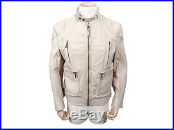 Veste En Cuir Just Cavalli Homme L 52 54 Blouson Beige Leather Jacket 520