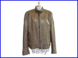 Veste Belstaff 50 M En Cuir Marron Blouson De Moto Motard Leather Jacket 1225