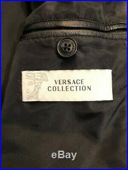 Veste Blouson Cuir Noir Versace Collection Classique Comme Neuf T 50