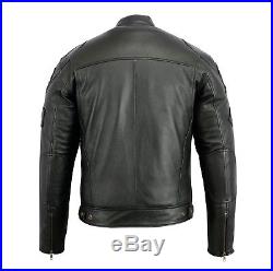 Veste Blouson En Cuir Moto Homme, Vintage, Cafe Racer, Leather Jacket, Noir
