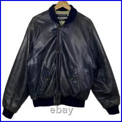 Veste Blouson En Cuir Noir Vintage 80's Chevignon (Made In France)